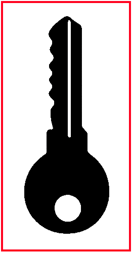 Schlüssel richtig positioniert mit Einschnitten nach links